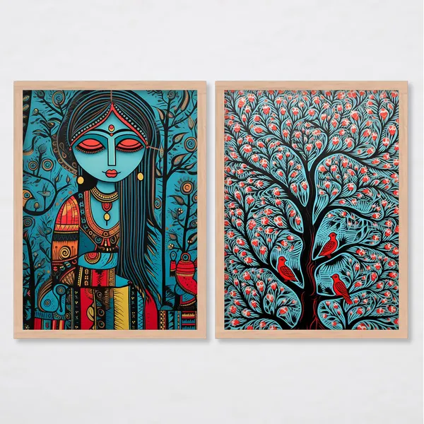 ARTELLY_Madhubani_Wall_Painting_For_Living_Room_Bedroom_Wall_Decor_Frames_-_Painting_for_Wall_Decoration_-_Traditional_Framed_Wall_Art_(Set_of_2)_(Medium,_ART_2)