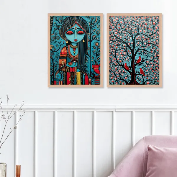 ARTELLY_Madhubani_Wall_Painting_For_Living_Room_Bedroom_Wall_Decor_Frames_-_Painting_for_Wall_Decoration_-_Traditional_Framed_Wall_Art_(Set_of_2)_(Medium,_ART_2)