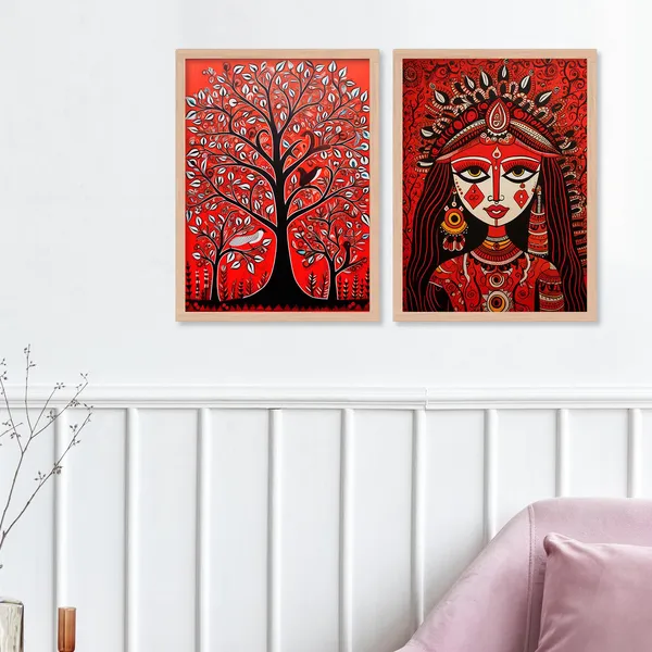 ARTELLY_Madhubani_Wall_Painting_For_Living_Room_Bedroom_Wall_Decor_Frames_-_Painting_for_Wall_Decoration_-_Traditional_Framed_Wall_Art_(Set_of_2)_(Medium,_ART_9)