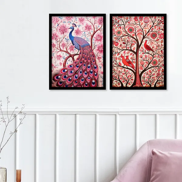 ARTELLY_Traditional_Framed_Wall_Art_Paintings_For_Wall_Decoration_-_Madhubani_Art_Painting_For_Living_Room_Bedroom_Office_Hotels_Frames_For_Wall_Decor_(Set_of_2)_(Medium,_ART_2)