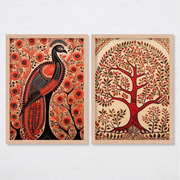 ARTELLY_Madhubani_Wall_Painting_For_Living_Room_Bedroom_Wall_Decor_Frames_-_Painting_for_Wall_Decoration_-_Traditional_Framed_Wall_Art_(Set_of_2)_(Medium,_ART_1)