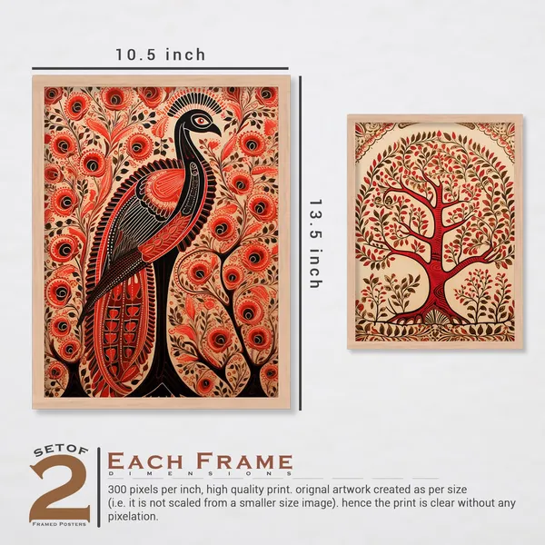 ARTELLY_Madhubani_Wall_Painting_For_Living_Room_Bedroom_Wall_Decor_Frames_-_Painting_for_Wall_Decoration_-_Traditional_Framed_Wall_Art_(Set_of_2)_(Medium,_ART_1)