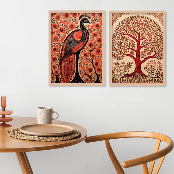 ARTELLY_Madhubani_Wall_Painting_For_Living_Room_Bedroom_Wall_Decor_Frames_-_Painting_for_Wall_Decoration_-_Traditional_Framed_Wall_Art_(Set_of_2)_(Medium,_ART_1)