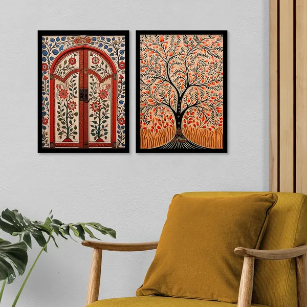 ARTELLY_Traditional_Framed_Wall_Art_Paintings_For_Wall_Decoration_-_Madhubani_Art_Painting_For_Living_Room_Bedroom_Office_Hotels_Frames_For_Wall_Decor_(Set_of_2)_(Medium,_ART_4)