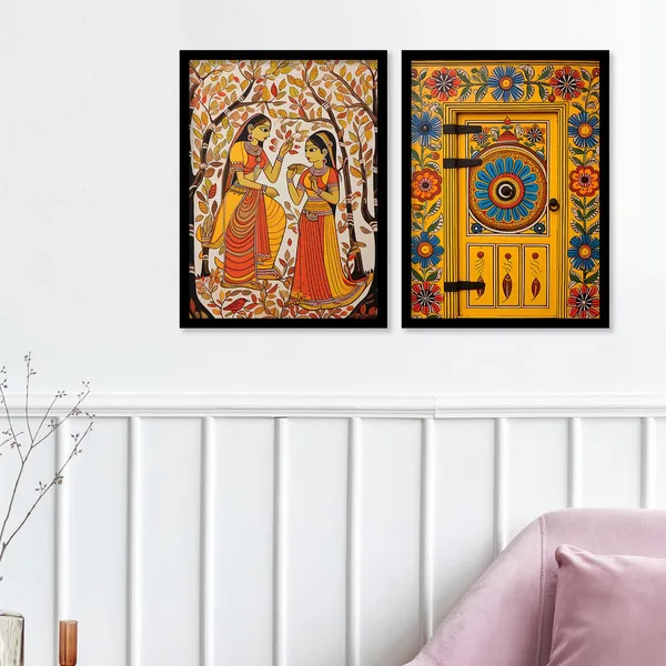 ARTELLY_Traditional_Framed_Wall_Art_Paintings_For_Wall_Decoration_-_Madhubani_Art_Painting_For_Living_Room_Bedroom_Office_Hotels_Frames_For_Wall_Decor_(Set_of_2)_(Medium,_ART_8)