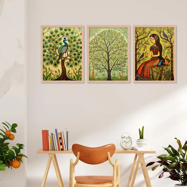 ARTELLY_Madhubani_Wall_Painting_For_Office_Wall_Decoration_-_Traditional_Theme_Wall_Art_For_Living_Room_Bedroom_Hotel_Home_Decor_(Pack_Of_3)_(Medium,_ART_6)