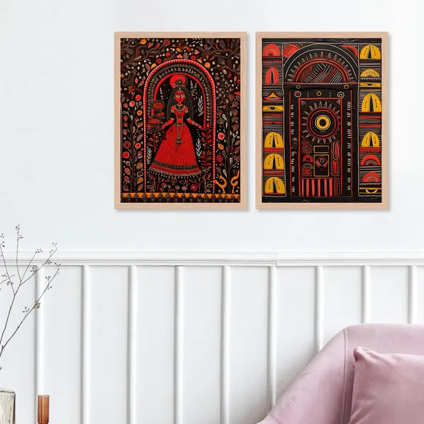 ARTELLY_Madhubani_Wall_Painting_For_Living_Room_Bedroom_Wall_Decor_Frames_-_Painting_for_Wall_Decoration_-_Traditional_Framed_Wall_Art_(Set_of_2)_(Medium,_ART_7)