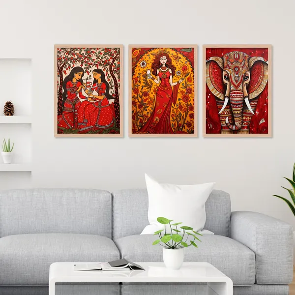 ARTELLY_Madhubani_Wall_Painting_For_Office_Wall_Decoration_-_Traditional_Theme_Wall_Art_For_Living_Room_Bedroom_Hotel_Home_Decor_(Pack_Of_3)_(Medium,_ART_2)