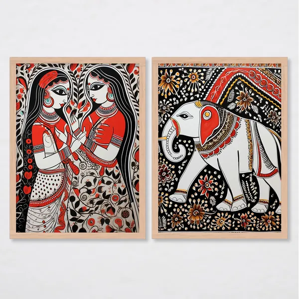 ARTELLY_Madhubani_Wall_Painting_For_Living_Room_Bedroom_Wall_Decor_Frames_-_Painting_for_Wall_Decoration_-_Traditional_Framed_Wall_Art_(Set_of_2)_(Medium,_ART_3)