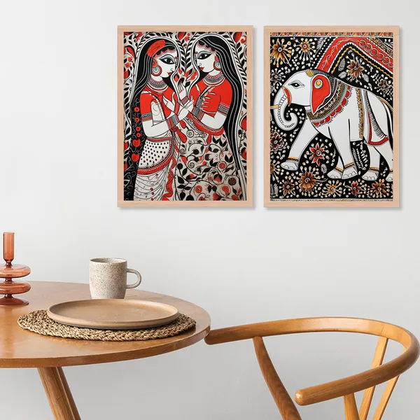 ARTELLY_Madhubani_Wall_Painting_For_Living_Room_Bedroom_Wall_Decor_Frames_-_Painting_for_Wall_Decoration_-_Traditional_Framed_Wall_Art_(Set_of_2)_(Medium,_ART_3)