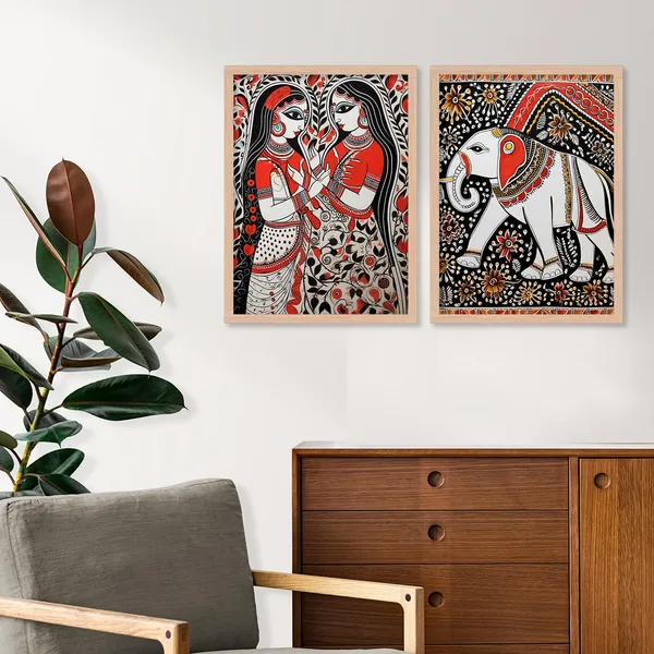 ARTELLY_Madhubani_Wall_Painting_For_Living_Room_Bedroom_Wall_Decor_Frames_-_Painting_for_Wall_Decoration_-_Traditional_Framed_Wall_Art_(Set_of_2)_(Medium,_ART_3)
