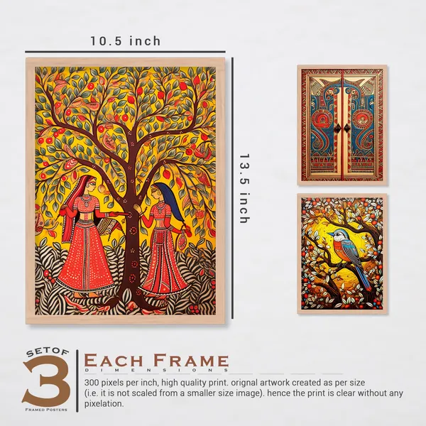 ARTELLY_Madhubani_Wall_Painting_For_Office_Wall_Decoration_-_Traditional_Theme_Wall_Art_For_Living_Room_Bedroom_Hotel_Home_Decor_(Pack_Of_3)_(Medium,_ART_7)