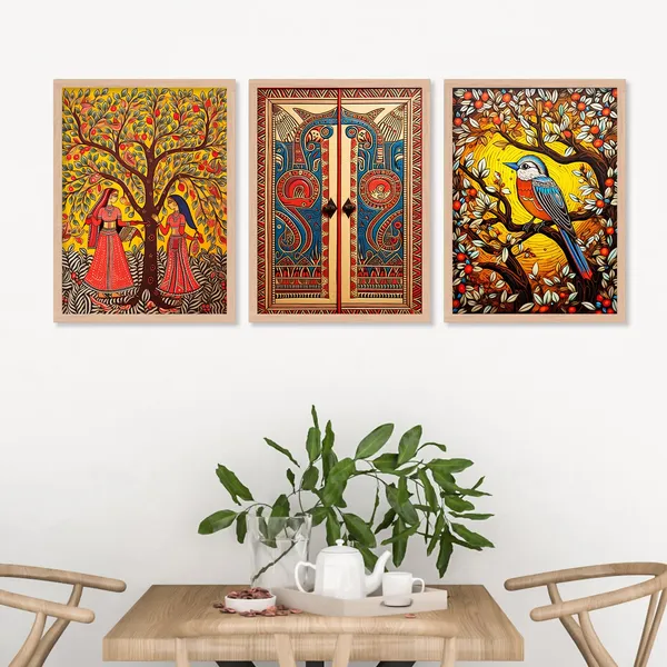 ARTELLY_Madhubani_Wall_Painting_For_Office_Wall_Decoration_-_Traditional_Theme_Wall_Art_For_Living_Room_Bedroom_Hotel_Home_Decor_(Pack_Of_3)_(Medium,_ART_7)