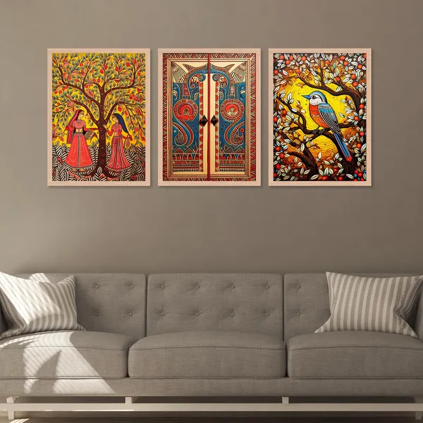 ARTELLY_Madhubani_Wall_Painting_For_Office_Wall_Decoration_-_Traditional_Theme_Wall_Art_For_Living_Room_Bedroom_Hotel_Home_Decor_(Pack_Of_3)_(Medium,_ART_7)