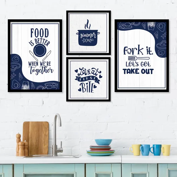 ARTELLY_Food_Quotes_Wall_Frames_Restaurant_Posters_for_Wall_-_Kitchen_posters_framed_-_Kitchen_Quotes_Wall_Decor_–_Dining_Room_Quotes_Paintings_Home_Decoration_(Set_of_4)_(Large,_6)