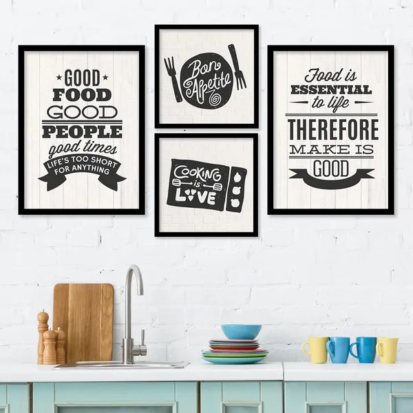 ARTELLY_Food_Quotes_Wall_Frames_Restaurant_Posters_for_Wall_-_Kitchen_posters_framed_-_Kitchen_Quotes_Wall_Decor_–_Dining_Room_Quotes_Paintings_Home_Decoration_(Set_of_4)_(Large,_2)