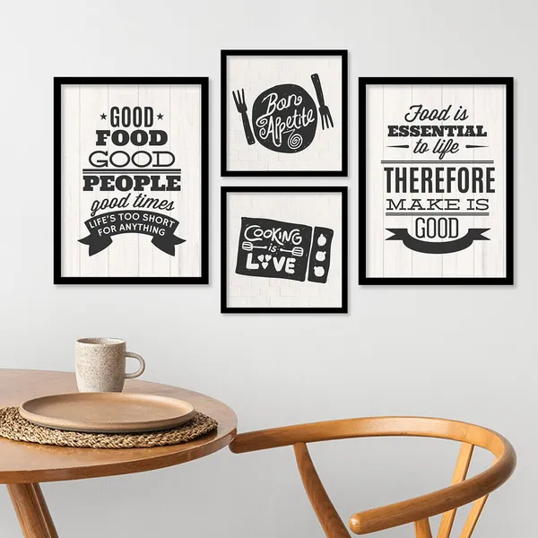ARTELLY_Food_Quotes_Wall_Frames_Restaurant_Posters_for_Wall_-_Kitchen_posters_framed_-_Kitchen_Quotes_Wall_Decor_–_Dining_Room_Quotes_Paintings_Home_Decoration_(Set_of_4)_(Large,_2)