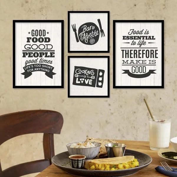 ARTELLY_Food_Quotes_Wall_Frames_Restaurant_Posters_for_Wall_-_Kitchen_posters_framed_-_Kitchen_Quotes_Wall_Decor_–_Dining_Room_Quotes_Paintings_Home_Decoration_(Set_of_4)_(Large,_2)