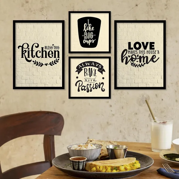 ARTELLY_Food_Quotes_Wall_Frames_Restaurant_Posters_for_Wall_-_Kitchen_posters_framed_-_Kitchen_Quotes_Wall_Decor_–_Dining_Room_Quotes_Paintings_Home_Decoration_(Set_of_4)_(Large,_9)