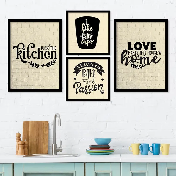 ARTELLY_Food_Quotes_Wall_Frames_Restaurant_Posters_for_Wall_-_Kitchen_posters_framed_-_Kitchen_Quotes_Wall_Decor_–_Dining_Room_Quotes_Paintings_Home_Decoration_(Set_of_4)_(Large,_9)