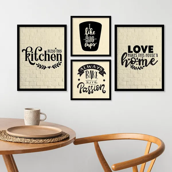 ARTELLY_Food_Quotes_Wall_Frames_Restaurant_Posters_for_Wall_-_Kitchen_posters_framed_-_Kitchen_Quotes_Wall_Decor_–_Dining_Room_Quotes_Paintings_Home_Decoration_(Set_of_4)_(Large,_9)