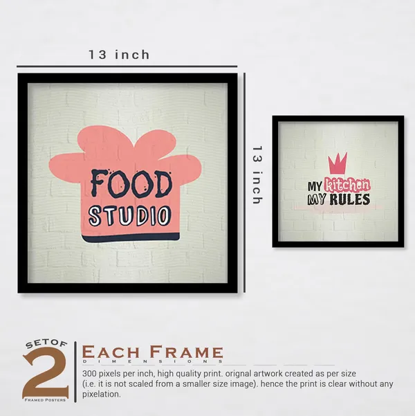 ARTELLY_Food_Quotes_Wall_Frames_Restaurant_Posters_for_Wall_-_Kitchen_posters_framed_-_Kitchen_Quotes_Wall_Decor_–_Dining_Room_Quotes_Paintings_Home_Decoration_(Set_of_4)_(Large,_4)