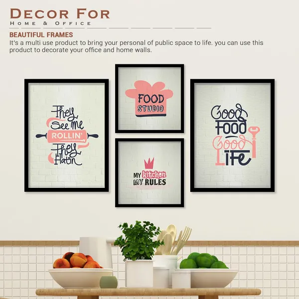 ARTELLY_Food_Quotes_Wall_Frames_Restaurant_Posters_for_Wall_-_Kitchen_posters_framed_-_Kitchen_Quotes_Wall_Decor_–_Dining_Room_Quotes_Paintings_Home_Decoration_(Set_of_4)_(Large,_4)