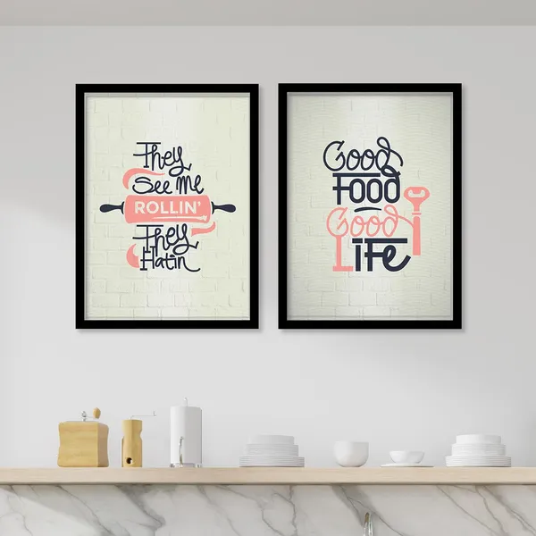 ARTELLY_Food_Quotes_Wall_Frames_Restaurant_Posters_for_Wall_-_Kitchen_posters_framed_-_Kitchen_Quotes_Wall_Decor_–_Dining_Room_Quotes_Paintings_Home_Decoration_(Set_of_4)_(Large,_4)