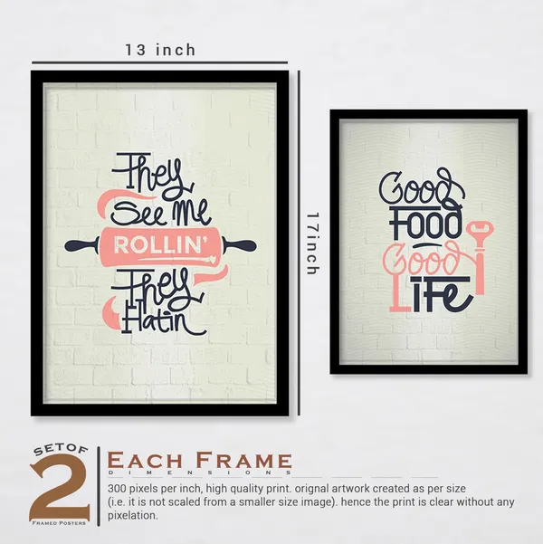 ARTELLY_Food_Quotes_Wall_Frames_Restaurant_Posters_for_Wall_-_Kitchen_posters_framed_-_Kitchen_Quotes_Wall_Decor_–_Dining_Room_Quotes_Paintings_Home_Decoration_(Set_of_4)_(Large,_4)