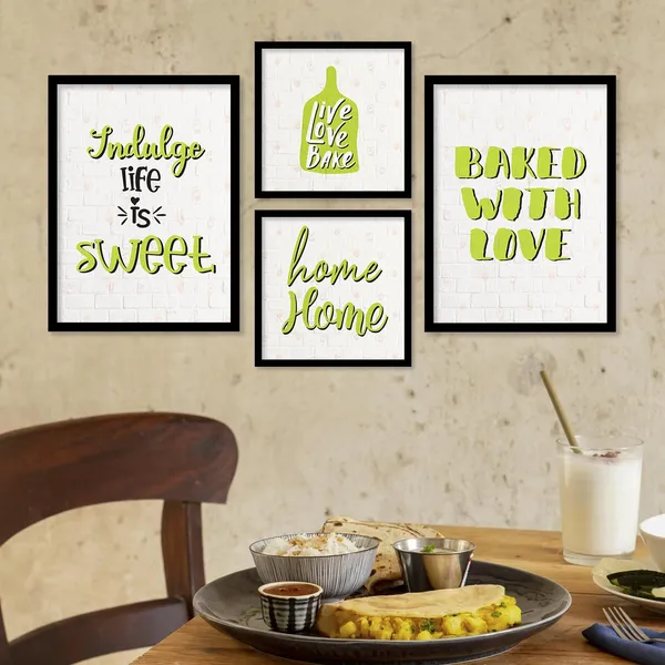 ARTELLY_Food_Quotes_Wall_Frames_Restaurant_Posters_for_Wall_-_Kitchen_posters_framed_-_Kitchen_Quotes_Wall_Decor_–_Dining_Room_Quotes_Paintings_Home_Decoration_(Set_of_4)_(Large,_5)