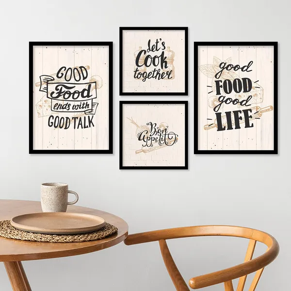 ARTELLY_Food_Quotes_Wall_Frames_Restaurant_Posters_for_Wall_-_Kitchen_posters_framed_-_Kitchen_Quotes_Wall_Decor_–_Dining_Room_Quotes_Paintings_Home_Decoration_(Set_of_4)_(Large,_3)