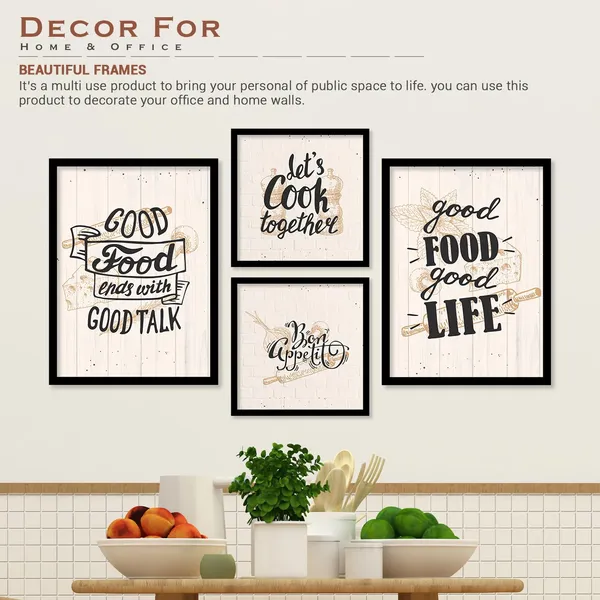 ARTELLY_Food_Quotes_Wall_Frames_Restaurant_Posters_for_Wall_-_Kitchen_posters_framed_-_Kitchen_Quotes_Wall_Decor_–_Dining_Room_Quotes_Paintings_Home_Decoration_(Set_of_4)_(Large,_3)