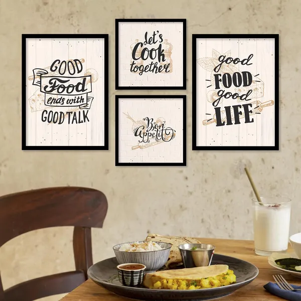 ARTELLY_Food_Quotes_Wall_Frames_Restaurant_Posters_for_Wall_-_Kitchen_posters_framed_-_Kitchen_Quotes_Wall_Decor_–_Dining_Room_Quotes_Paintings_Home_Decoration_(Set_of_4)_(Large,_3)