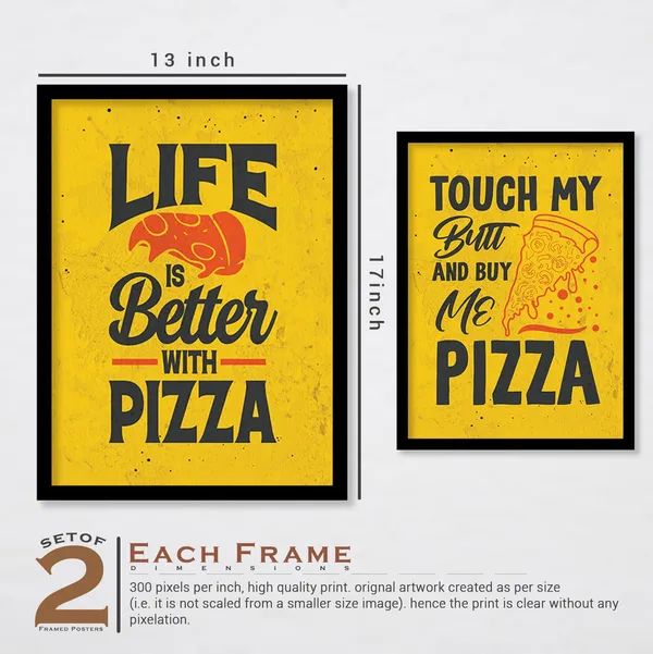 ARTELLY_Food_Quotes_Wall_Frames_Restaurant_Posters_for_Wall_-_Kitchen_posters_framed_-_Kitchen_Quotes_Wall_Decor_–_Dining_Room_Quotes_Paintings_Home_Decoration_(Set_of_4)_(Large,_13)