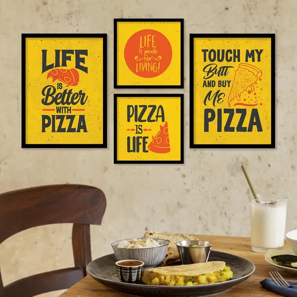 ARTELLY_Food_Quotes_Wall_Frames_Restaurant_Posters_for_Wall_-_Kitchen_posters_framed_-_Kitchen_Quotes_Wall_Decor_–_Dining_Room_Quotes_Paintings_Home_Decoration_(Set_of_4)_(Large,_13)