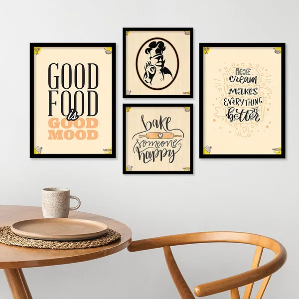 ARTELLY_Food_Quotes_Wall_Frames_Restaurant_Posters_for_Wall_-_Kitchen_posters_framed_-_Kitchen_Quotes_Wall_Decor_–_Dining_Room_Quotes_Paintings_Home_Decoration_(Set_of_4)_(Large,_1)