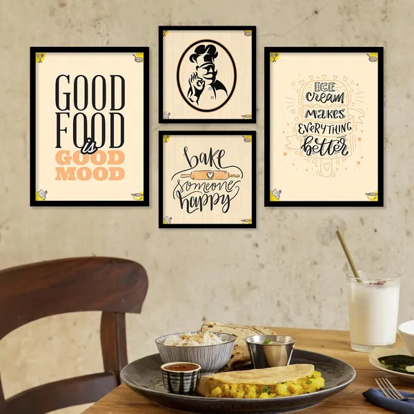 ARTELLY_Food_Quotes_Wall_Frames_Restaurant_Posters_for_Wall_-_Kitchen_posters_framed_-_Kitchen_Quotes_Wall_Decor_–_Dining_Room_Quotes_Paintings_Home_Decoration_(Set_of_4)_(Large,_1)
