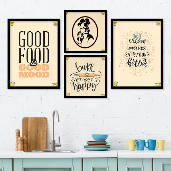 ARTELLY_Food_Quotes_Wall_Frames_Restaurant_Posters_for_Wall_-_Kitchen_posters_framed_-_Kitchen_Quotes_Wall_Decor_–_Dining_Room_Quotes_Paintings_Home_Decoration_(Set_of_4)_(Large,_1)