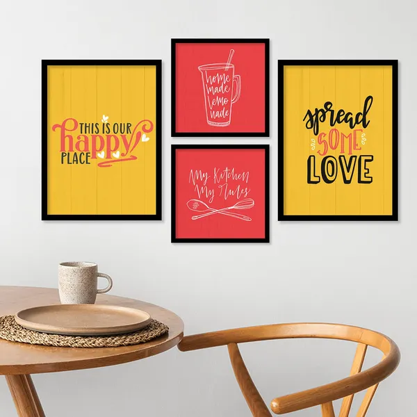ARTELLY_Food_Quotes_Wall_Frames_Restaurant_Posters_for_Wall_-_Kitchen_posters_framed_-_Kitchen_Quotes_Wall_Decor_–_Dining_Room_Quotes_Paintings_Home_Decoration_(Set_of_4)_(Large,_8)