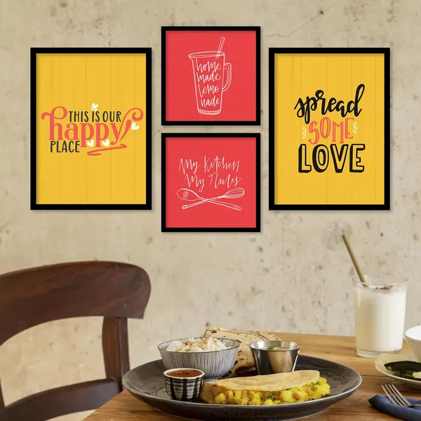 ARTELLY_Food_Quotes_Wall_Frames_Restaurant_Posters_for_Wall_-_Kitchen_posters_framed_-_Kitchen_Quotes_Wall_Decor_–_Dining_Room_Quotes_Paintings_Home_Decoration_(Set_of_4)_(Large,_8)