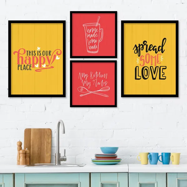 ARTELLY_Food_Quotes_Wall_Frames_Restaurant_Posters_for_Wall_-_Kitchen_posters_framed_-_Kitchen_Quotes_Wall_Decor_–_Dining_Room_Quotes_Paintings_Home_Decoration_(Set_of_4)_(Large,_8)