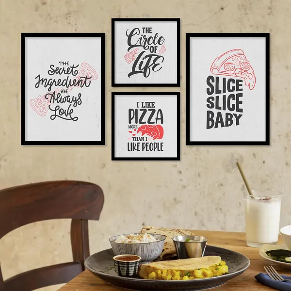 ARTELLY_Food_Quotes_Wall_Frames_Restaurant_Posters_for_Wall_-_Kitchen_posters_framed_-_Kitchen_Quotes_Wall_Decor_–_Dining_Room_Quotes_Paintings_Home_Decoration_(Set_of_4)_(Large,_14)