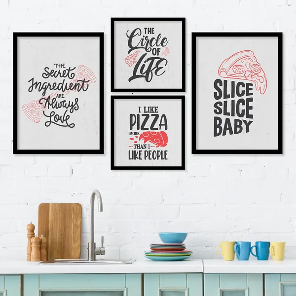 ARTELLY_Food_Quotes_Wall_Frames_Restaurant_Posters_for_Wall_-_Kitchen_posters_framed_-_Kitchen_Quotes_Wall_Decor_–_Dining_Room_Quotes_Paintings_Home_Decoration_(Set_of_4)_(Large,_14)