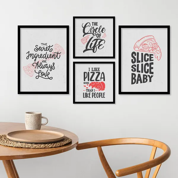ARTELLY_Food_Quotes_Wall_Frames_Restaurant_Posters_for_Wall_-_Kitchen_posters_framed_-_Kitchen_Quotes_Wall_Decor_–_Dining_Room_Quotes_Paintings_Home_Decoration_(Set_of_4)_(Large,_14)