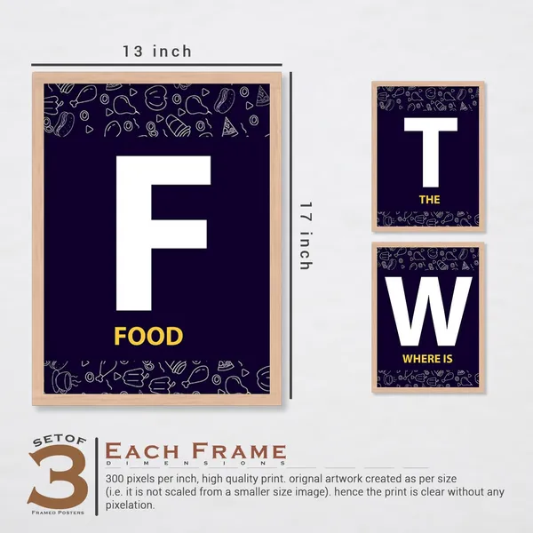 ARTELLY_Kitchen_Posters_for_Wall_-_Framed_Dining_Quotes_-_Food_Wall_Hanging_Decor_(Set_of_3,_13x17_inch,_Kicha_2)