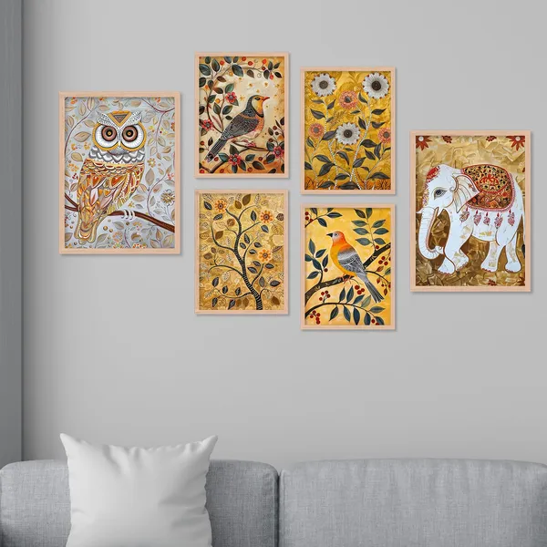 ARTELLY_Madhubani_Paintings_For_Wall_Decoration_-_Framed_Traditional_Painting_For_Living_Room_Bedroom_-_Pichwai_Frames_For_Wall_Decor_(Set_of_6)_(Indian_Art_1)
