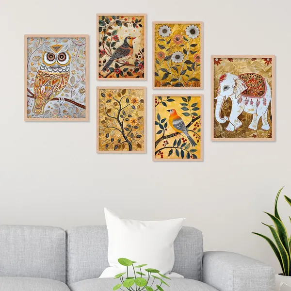 ARTELLY_Madhubani_Paintings_For_Wall_Decoration_-_Framed_Traditional_Painting_For_Living_Room_Bedroom_-_Pichwai_Frames_For_Wall_Decor_(Set_of_6)_(Indian_Art_1)