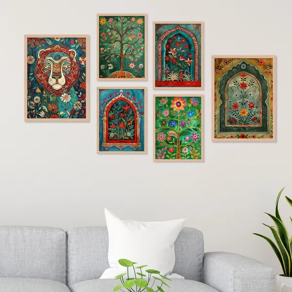 ARTELLY_Madhubani_Paintings_For_Wall_Decoration_-_Framed_Traditional_Painting_For_Living_Room_Bedroom_-_Pichwai_Frames_For_Wall_Decor_(Set_of_6)_(Indian_Art_10)