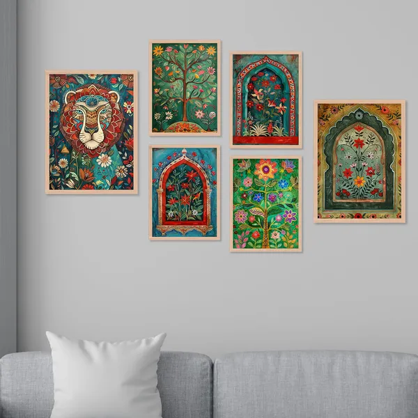 ARTELLY_Madhubani_Paintings_For_Wall_Decoration_-_Framed_Traditional_Painting_For_Living_Room_Bedroom_-_Pichwai_Frames_For_Wall_Decor_(Set_of_6)_(Indian_Art_10)