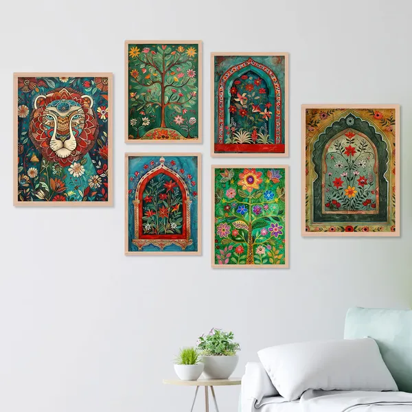 ARTELLY_Madhubani_Paintings_For_Wall_Decoration_-_Framed_Traditional_Painting_For_Living_Room_Bedroom_-_Pichwai_Frames_For_Wall_Decor_(Set_of_6)_(Indian_Art_10)